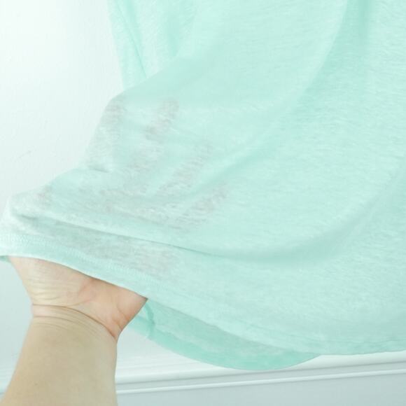 Acrobat Large Top 100% Linen Sleeveless Pocket Tee Tunic Minimal Beachy Sheer - Picture 7 of 9